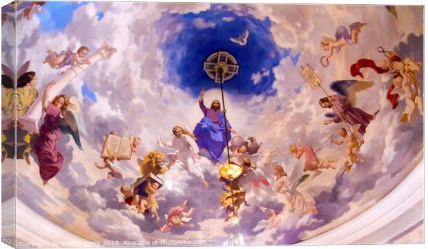 Jesus Angels Painting Saint Nicholas Kiwc Ukraine Canvas Print by William Perry
