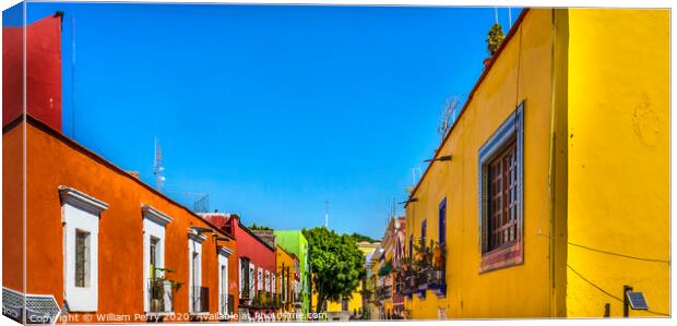Orange Yellow Colorful Shopping Street Puebla Mexico Canvas Print by William Perry