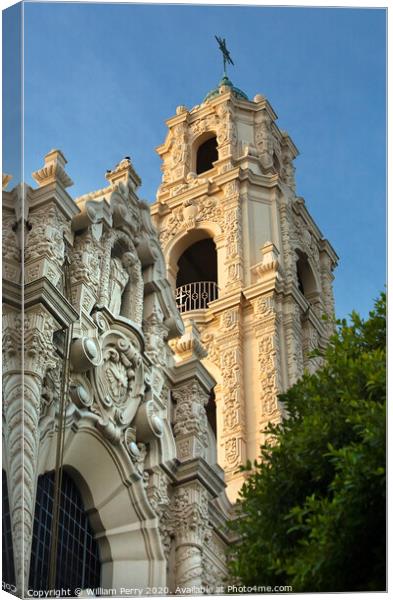 Front Ornate Steeple Mission Dolores San Francisco California Canvas Print by William Perry