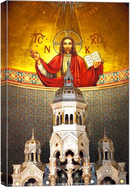 Christ the Pantocrator Interior Saint Peter Paul Catholic Church Canvas Print by William Perry