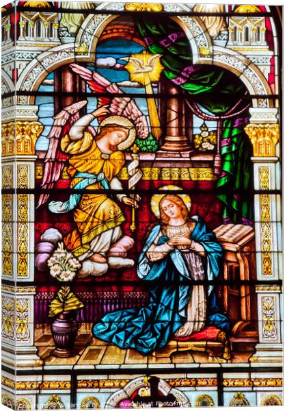Angel Appearing Mary Stained Glass Saint Peter Paul Catholic Chu Canvas Print by William Perry