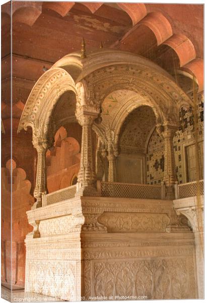Throne Mughal Emperor Red Fort, Delhi, India Canvas Print by William Perry