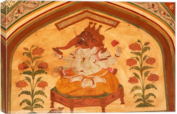 Lord Ganesh Hindu God Mural Jaipur India Canvas Print by William Perry