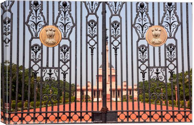 Rashtrapati Bhavan The Iron Gates Official Residence President N Canvas Print by William Perry
