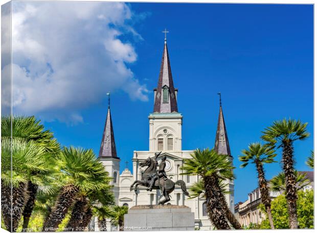 Andrew Jackson Square Statue Saint Louis Cathedral New Orleans L Canvas Print by William Perry