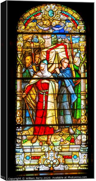 Crusaders Stained Glass King Saint Louis Cathedral New Orleans Canvas Print by William Perry