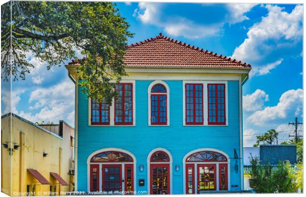 Blue Red House Office Garden District New Orleans Louisiana Canvas Print by William Perry