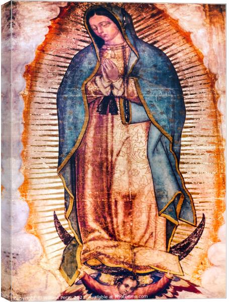 Original Virgin Mary Guadalupe Painting New Basilica Shrine Mexi Canvas Print by William Perry