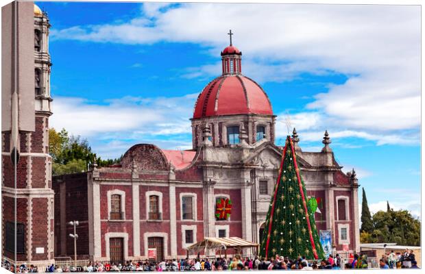 Old Basilica Shrine of Guadalupe Christmas Day Tree Mexico City  Canvas Print by William Perry