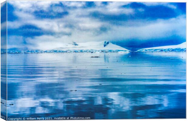 Blue Glacier Snow Mountains Paradise Bay Skintorp Cove Antarctic Canvas Print by William Perry