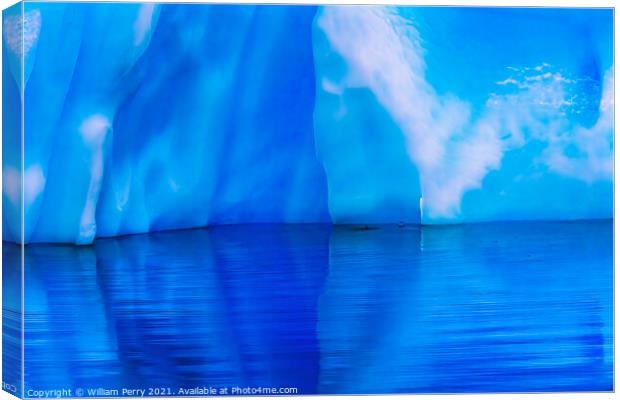 Snowing Blue Iceberg Reflection Paradise Bay Antarctica Canvas Print by William Perry