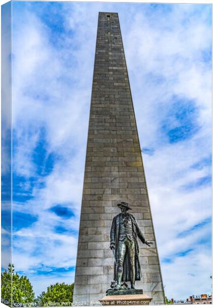 Prescott Statue Bunker Hill Monument Boston Massachusetts Canvas Print by William Perry