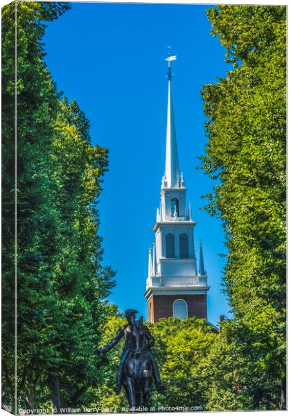 Paul Revere Statue Old North Church Boston Massachusetts Canvas Print by William Perry