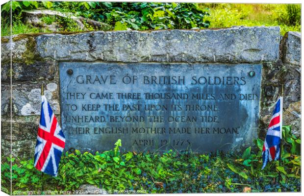 British Soldiers Grave Old North Bridge Concord Massachusetts Canvas Print by William Perry