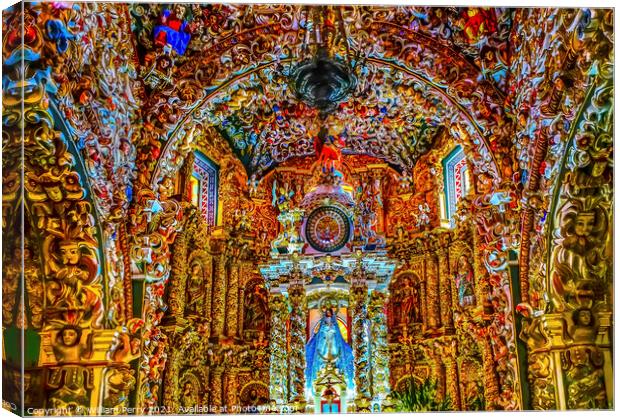 Colorful Church Santa Maria Tonantzinta Cholula Mexico Canvas Print by William Perry