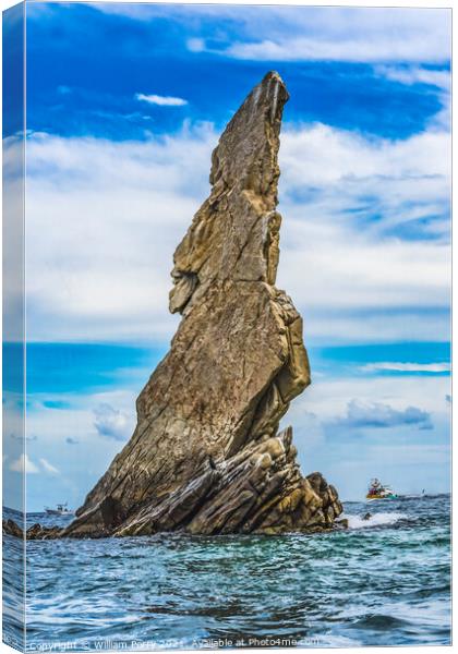 Tall Rock Formation Water Cabo San Lucas Mexico Canvas Print by William Perry
