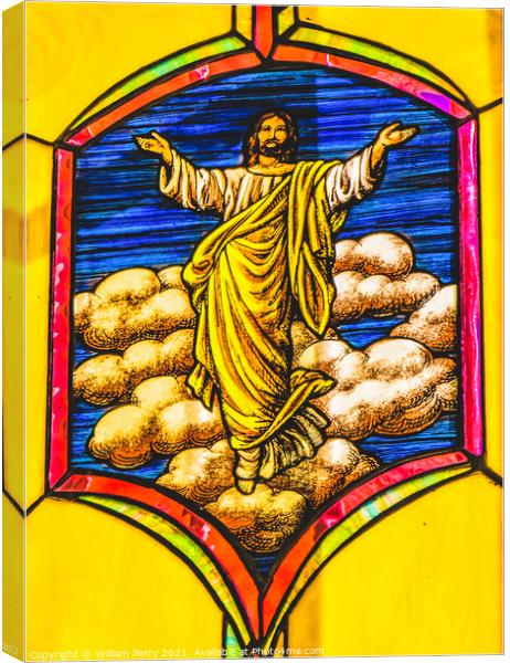Jesus Resurrection Stained Glass Mission San Jose del Cabo Mexic Canvas Print by William Perry