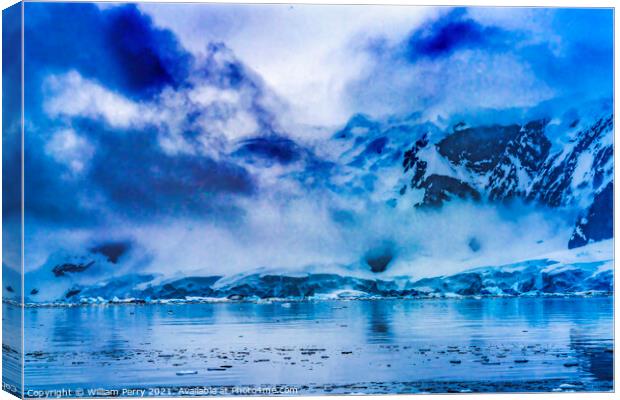 Blue Glacier Snow Mountains Paradise Bay Skintorp Cove Antarctic Canvas Print by William Perry