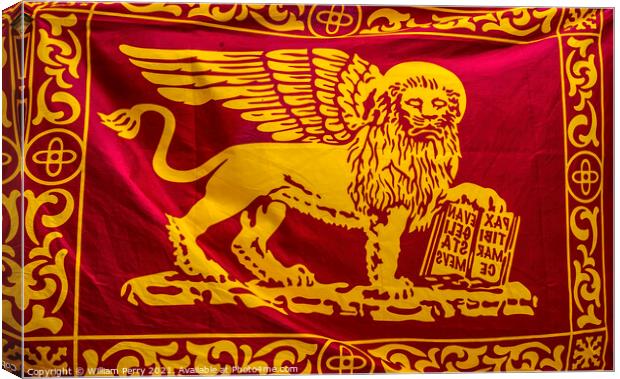 Yellow Maroon St Mark Lion Venetian Flag Venice Italy Canvas Print by William Perry