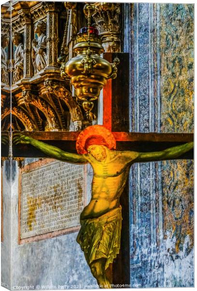 Christ Crucifixion Painting Frari Church Venice Italy Canvas Print by William Perry