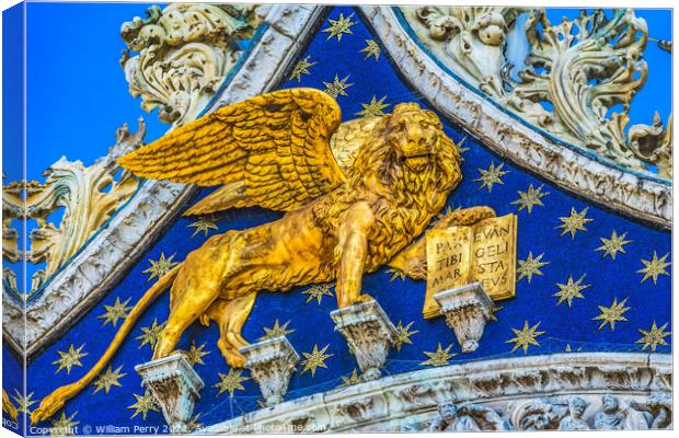 Winged Lion Venetian Symbol Saint Mark's Square Venice Italy Canvas Print by William Perry