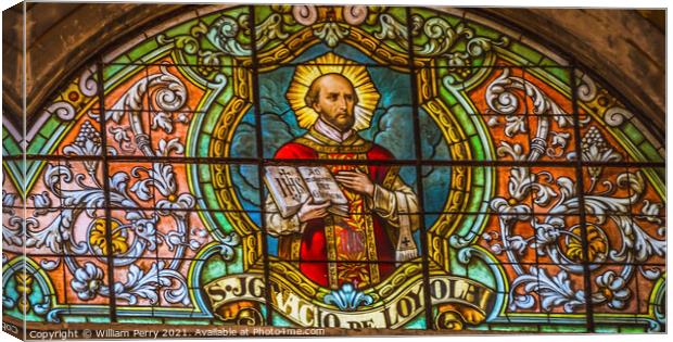 Saint Loyola Stained Glass Metropolitan Cathedral Basilica Santi Canvas Print by William Perry