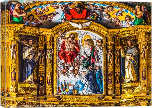 Jesus MaryAltar Templo Santa Domingo Church Basilica Puebla Mexi Canvas Print by William Perry