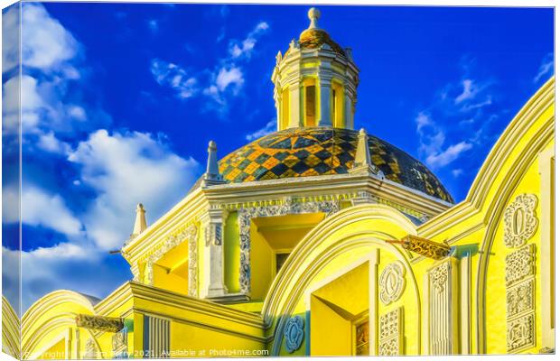 Yellow Dome San Cristobal Church Puebla Mexico Canvas Print by William Perry