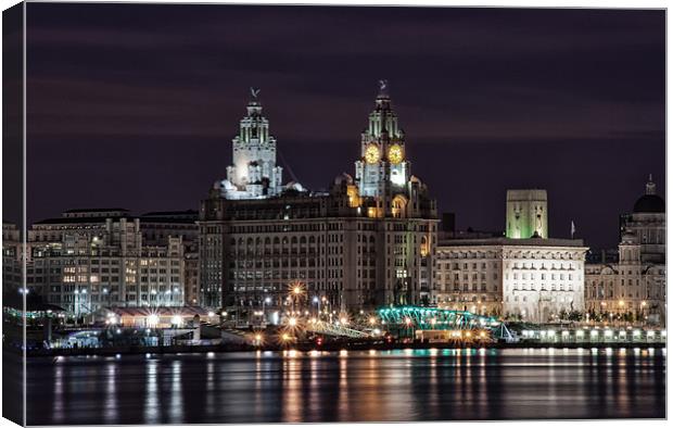 Liverpool Skyline at Night Canvas Print by Wayne Molyneux