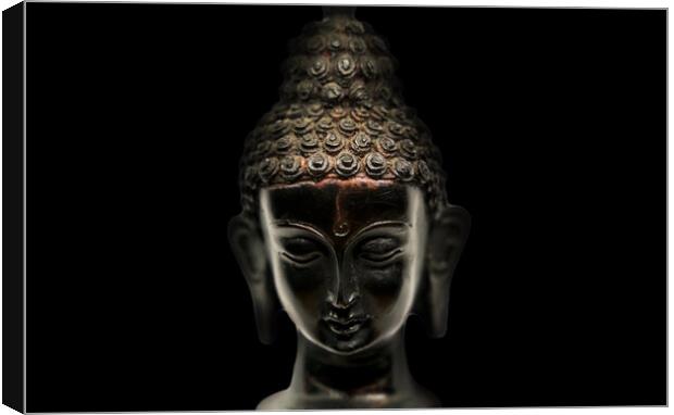 Buddha head black statue in a meditation state wit Canvas Print by Arpan Bhatia
