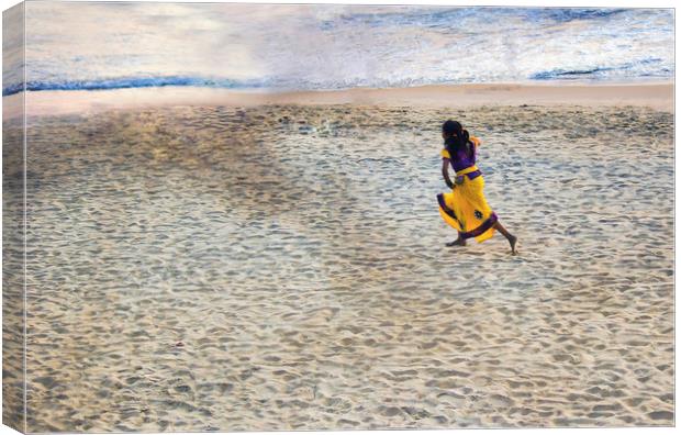 A small girl in a traditional Indian yellow dress  Canvas Print by Arpan Bhatia