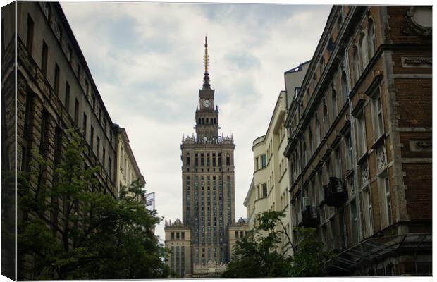 Warsaw, Poland - June 01, 2017: Palace of Culture and sciences one of the main travel attractions, symbol of Warsaw city located in central Europe Canvas Print by Arpan Bhatia