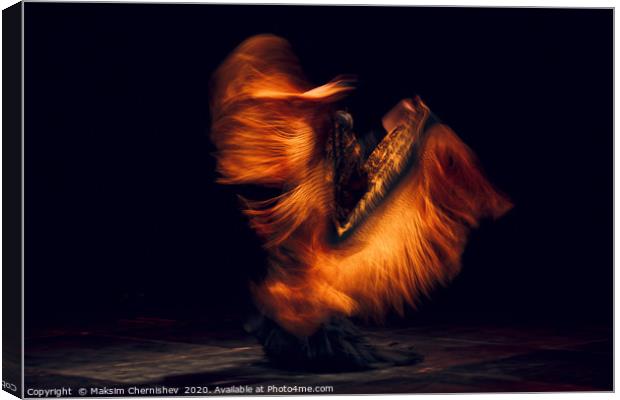 Flamenco dancer in traditional costume with shawl  Canvas Print by Maksim Chernishev