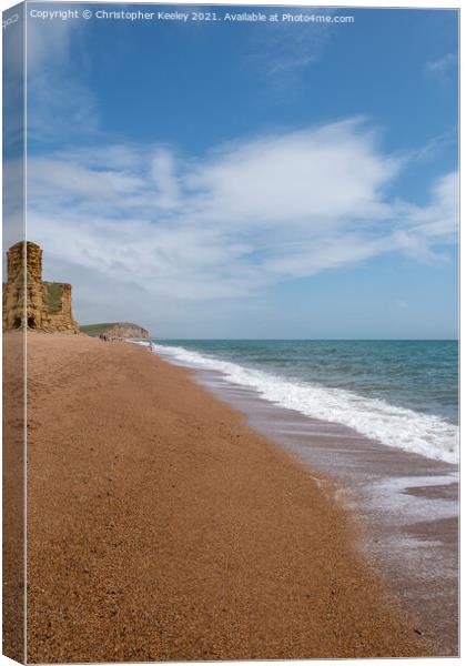 West Bay beach and cliffs Canvas Print by Christopher Keeley