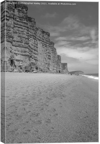 Black and white West Bay, Dorset Canvas Print by Christopher Keeley
