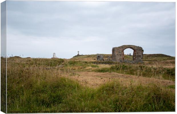 Llanddwyn ruined church Canvas Print by Christopher Keeley