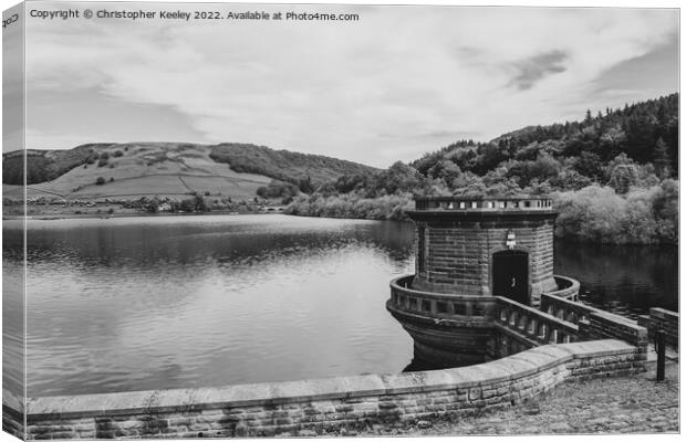 Ladybower Reservoir in black and white Canvas Print by Christopher Keeley