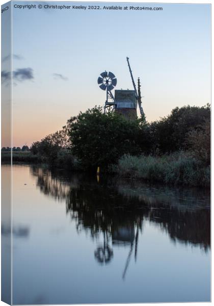Dusk in the Norfolk Broads Canvas Print by Christopher Keeley
