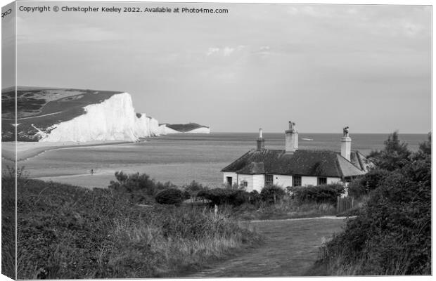 Seven Sisters Cliffs and Cuckmere Haven coastguard Canvas Print by Christopher Keeley