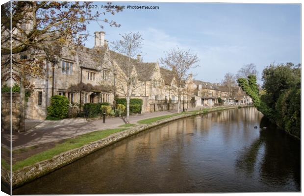 Row of cottages in Bourton-on-the-Water Canvas Print by Christopher Keeley