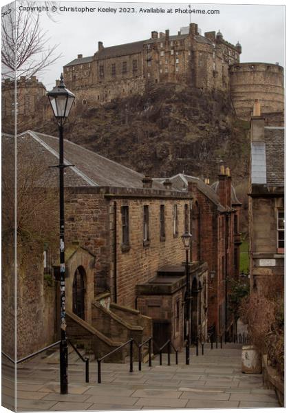 The Vennel views of Edinburgh Castle Canvas Print by Christopher Keeley