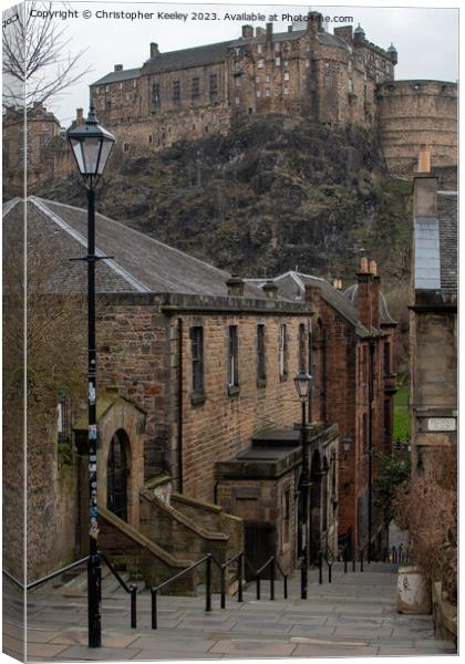 Classic Edinburgh Castle view from The Vennel Canvas Print by Christopher Keeley