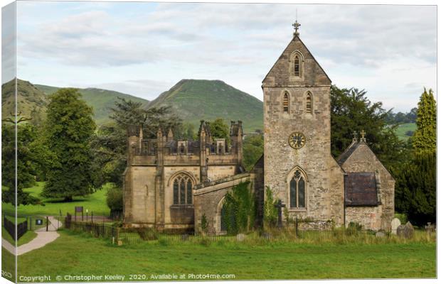 Views of Ilam church and Dovedale Canvas Print by Christopher Keeley