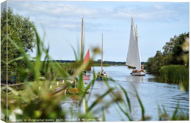 Sailing on the Norfolk Broads Canvas Print by Christopher Keeley