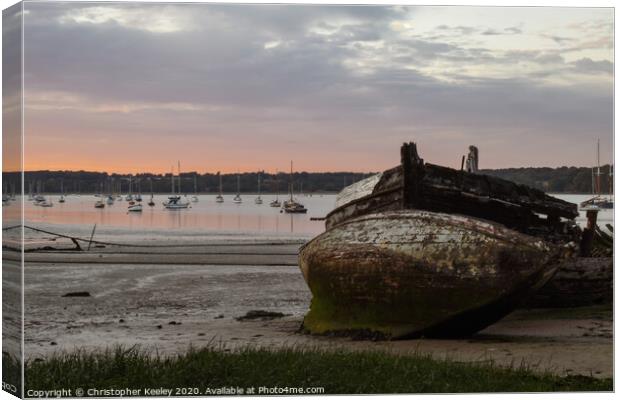 Pin Mill boat graveyard Canvas Print by Christopher Keeley