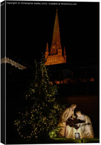 Norwich Cathedral at Christmas  Canvas Print by Christopher Keeley