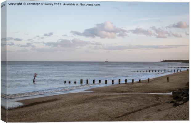 Evening at Gorleston beach Canvas Print by Christopher Keeley