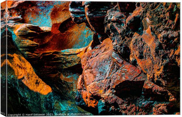 Digital art from a structured wall in a cave. Canvas Print by Hanif Setiawan