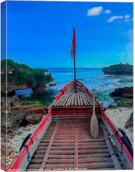 A bamboo longtail boat as view point Canvas Print by Hanif Setiawan