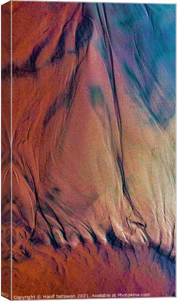 Brown red blue tide ways or fold mountains in aeri Canvas Print by Hanif Setiawan